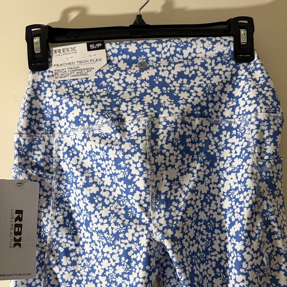 RBX Blue and White Floral Leggings - Picture 8 of 16